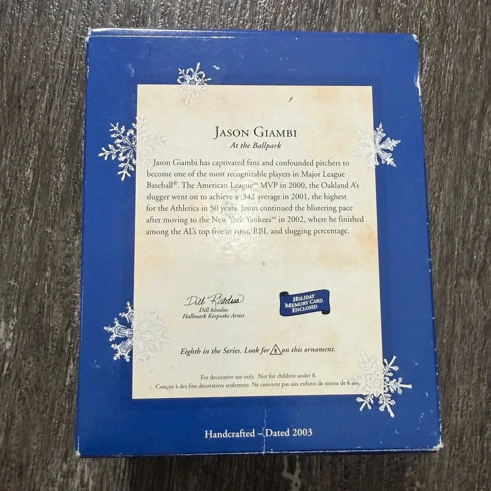 Hallmark‎ Jason Giambi Ornament Mens OS Blue 2003 NY Yankees MLB Keepsake Boxed